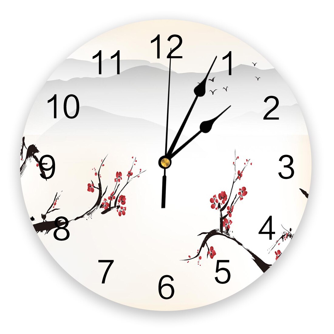 Horloge murale en pvc effet encre, motif plante et fleur, horloge numérique, décoration d'intérieur, décoration de salon moderne: Lex 05163 ckaz 1