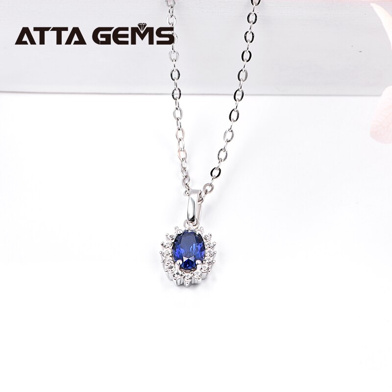 Blue Sapphire Sterling Silver Pendants Created Sapphire Women's Pendant S925 Classic Style Pendant for Women Jewelry