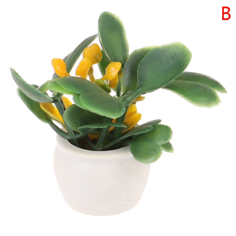 1:12 Dollhouse Miniature Green Plant In Pot Furniture Home Decor Accessories Pretend Paly Toys: B