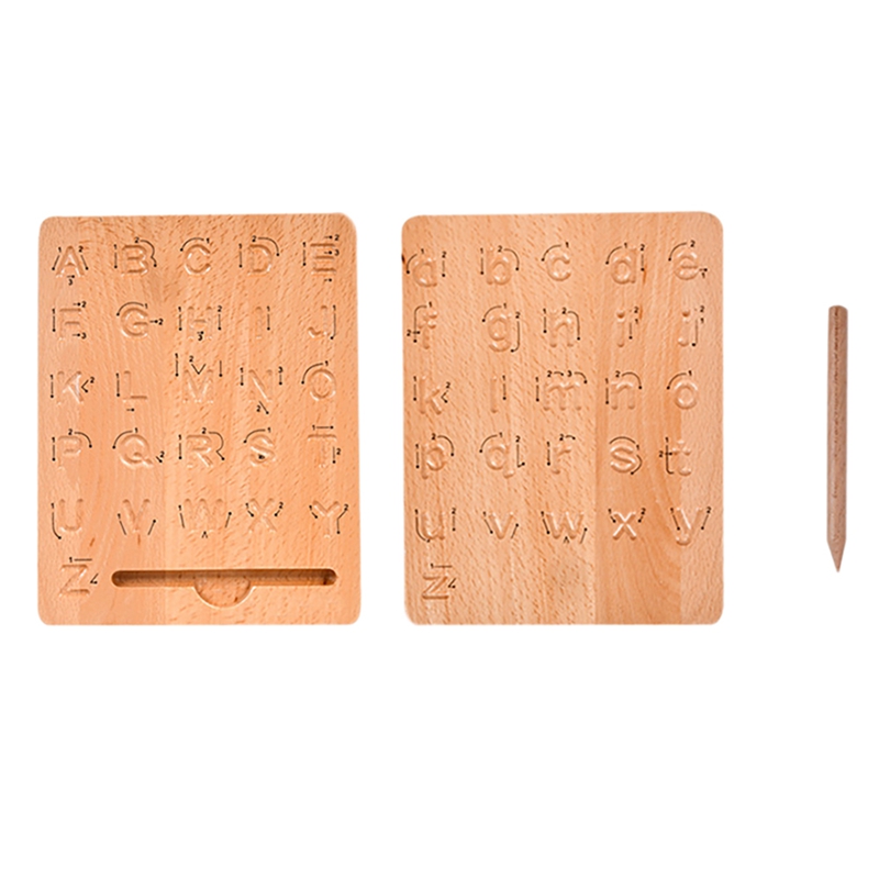 Wooden Letters Practicing Board Double-Sided Alphabet Tracing Tool ABC Educational for Preschool Kids: Default Title