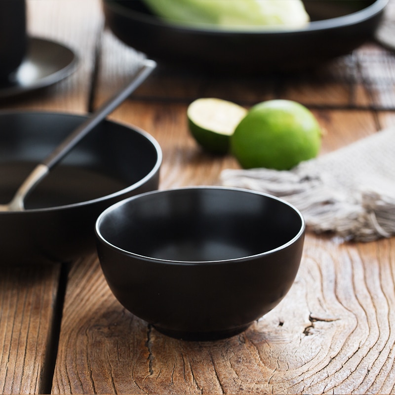 Nimitime japans eenvoudig puur kleur keramisch serviesgoed zwart thuis serviesgoed westerse restaurant serviesset