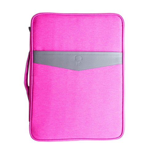 Multi-functional A4 Document Bags Portable Waterproof Men's Briefcases Laptop Notebook Pouch Travel Passport Holder Accessories: Rose Red