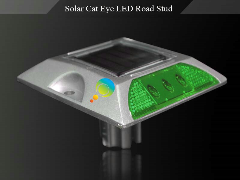 green LED cat eye road marker 3M reflector solar powered flashing road stud