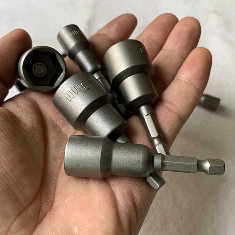 65mm Length Electric Power Magnetic Screwdriver Nut Driver Set Hex Shank Metric Wrench Socket Bit Crv 7-19mm