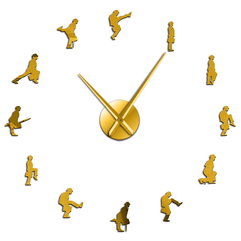 Ministerie Van Domme Wandelingen Moderne Wandklok Britse Comedy Handgemaakte Pop Cultuur Muur Art Sticker Frameloze Grote Klok Muur Horloge: Gold / 47 Inch