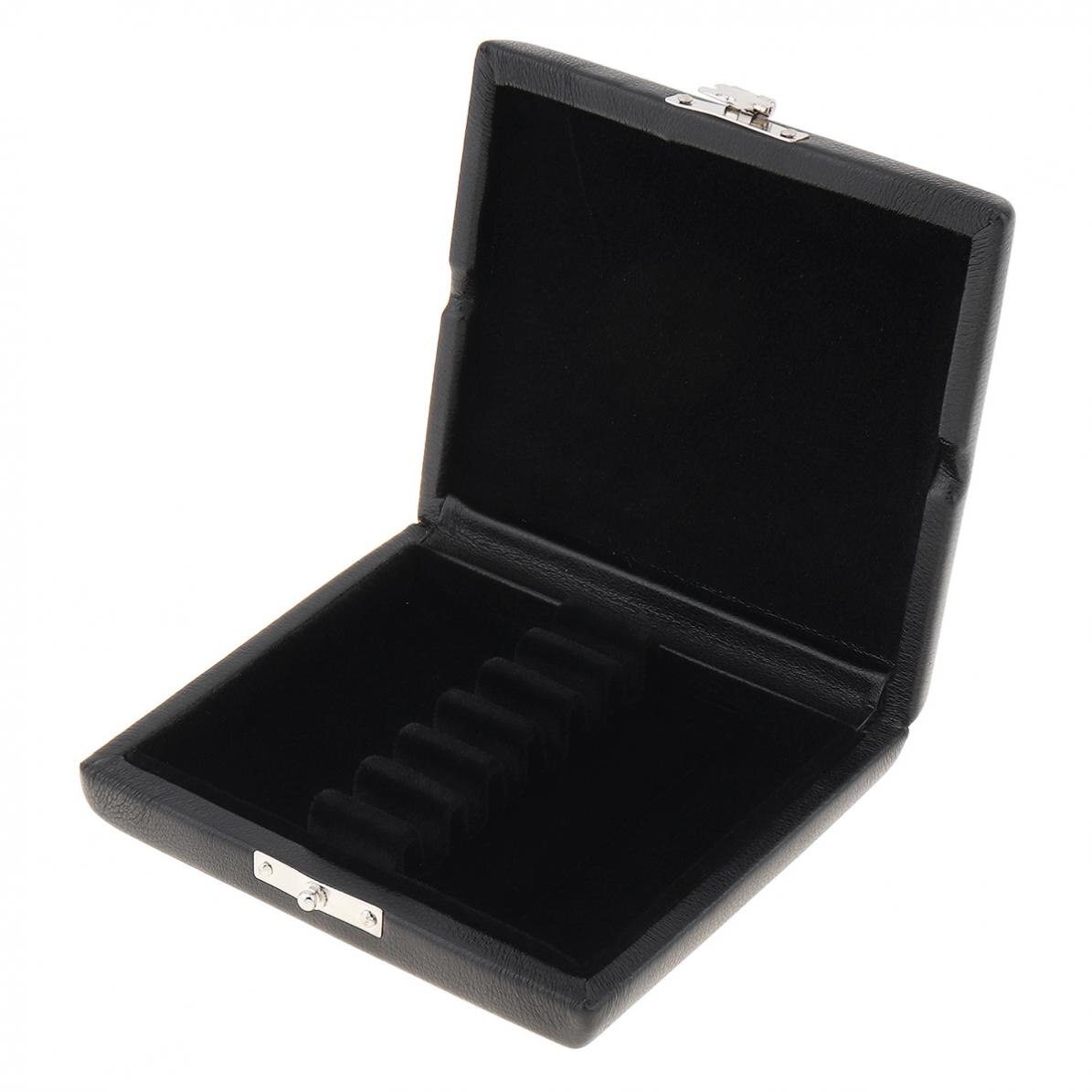 Black Leather Oboe Bassoon Reed Storage Case Box with Vent Holes for 6 Reeds Clarinet Oboe Reeds Box