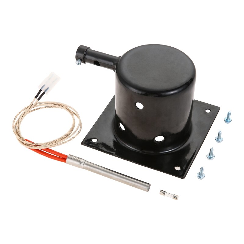 Heavy Duty Steel Porcelain-Enameled Fire Burn Pot and Rod Ignitor Kit fit for Traeger and Pit Boss Pellet Grill +Screws Fuse