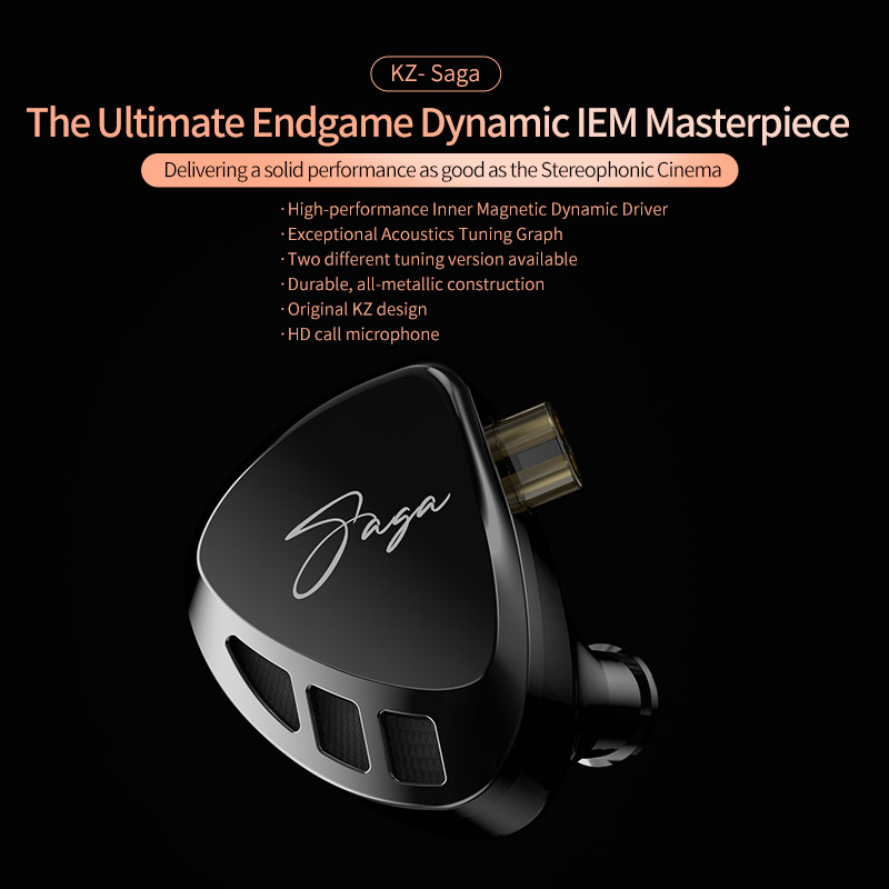 KZ Saga Wired Earphones Stage Live Monitor Sport Headphones HiFi Stereo Bass Fever Music Metal Earbuds Gaming Headset