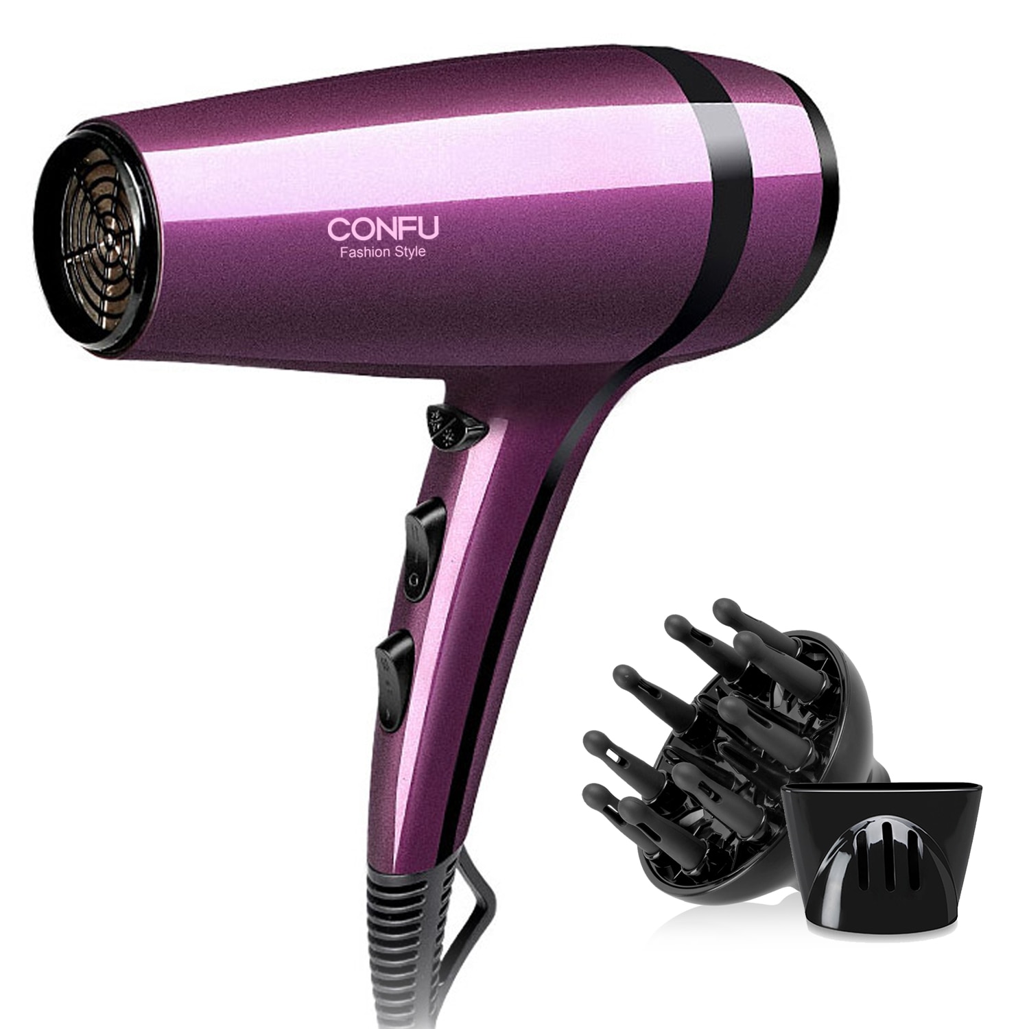 2200w Hair Dryer Negative Ion Blowdryer with diffuser and styling nozzle Powerful Hairdryer Salon Home Styling Tool