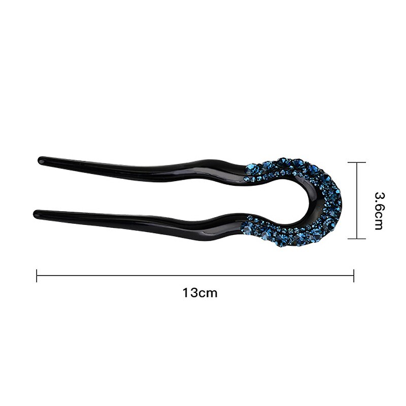1Pc U-Vormige Pin Grip Haarspelden Retro Eenvoudige Klassieke Crystal Hair Sticks Haar Maker Haarspeld Accessoires