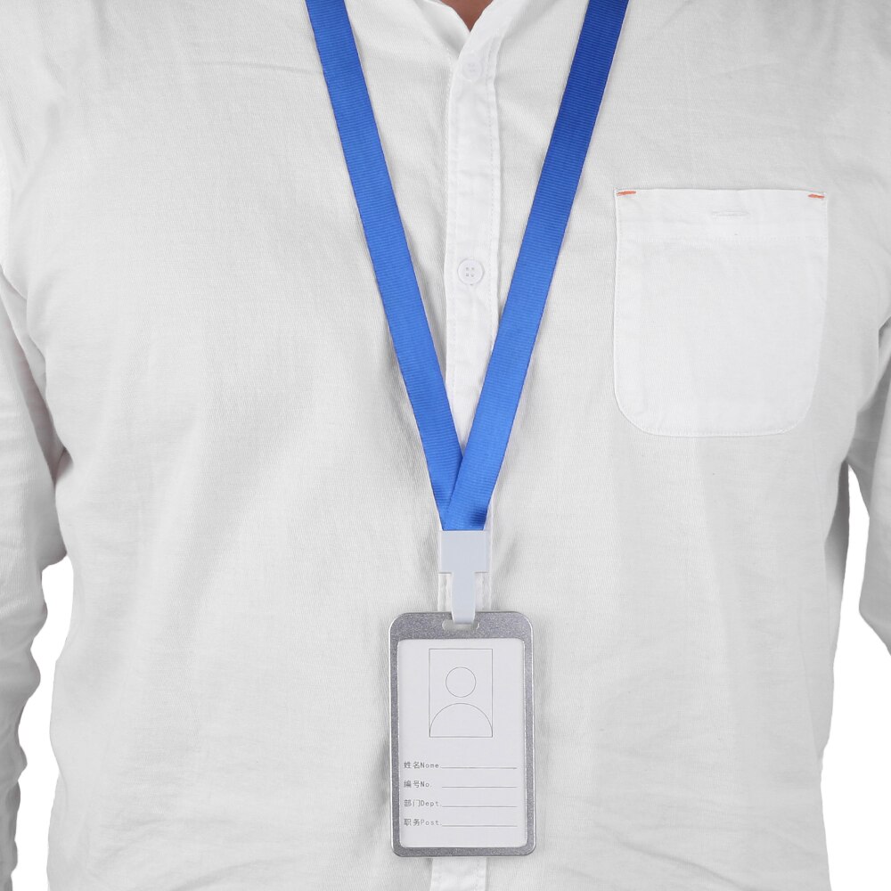 1PC Vertical Aluminum Alloy Work Name Card Holders Business Work Card ID Badge Lanyard Holder Office Accessories