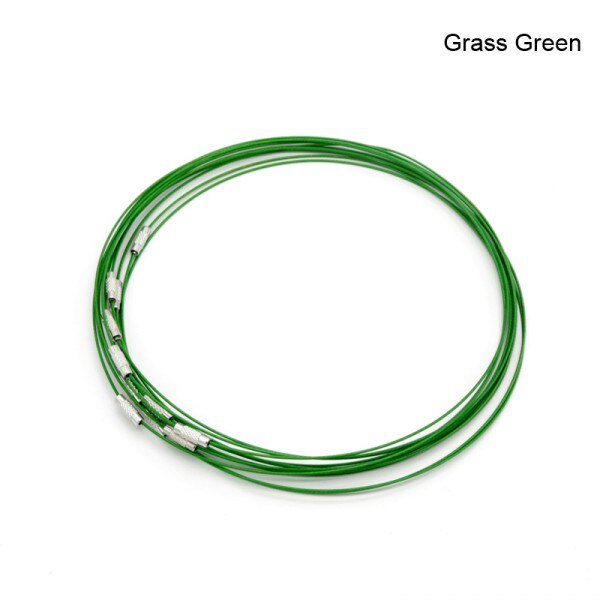 Stainless Steel Wire Choker Necklace 18" Mix Color Collares Populares Materials To Make Necklaces Cierres Para Collares 50Pc/Lot: grass green