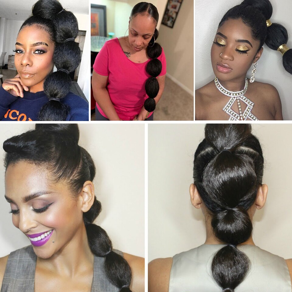 Høj puff afro kinky lige paryk boble hestehale 30 tommer hestehale clipin med snoretræk på syntetisk hår bun extensions
