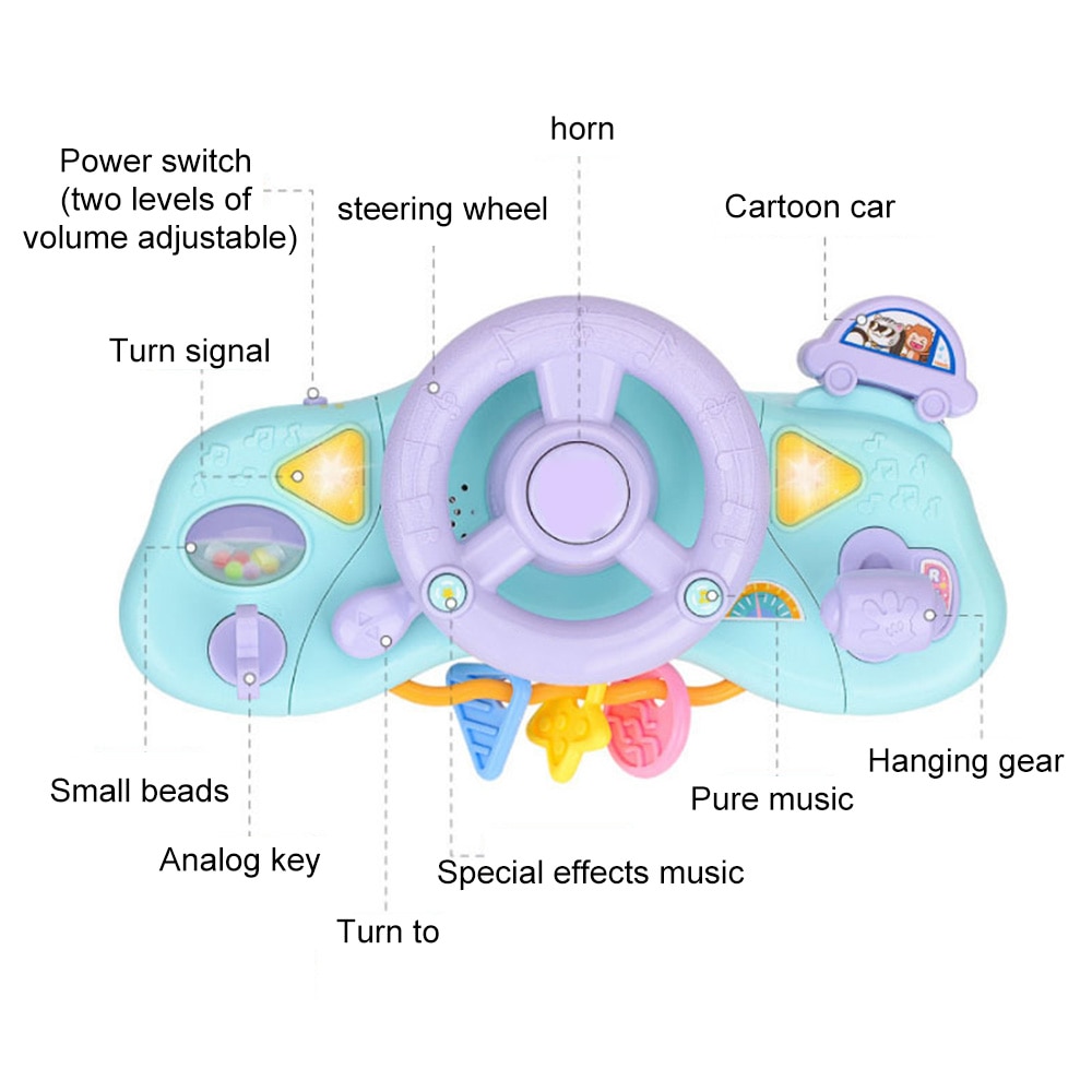 Baby Simulation steering wheel Multifunctional Electric Light Music Driving Steering Wheel Children's Educational Games Toys