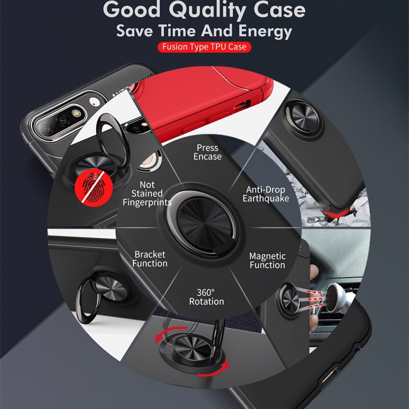 Cassa antiurto per Huawei Honor 7C Caso Da 5.7 Pollici Anello di Barretta Magnete Opaca Del silicone di TPU Della Copertura per Huawei Honor 7C 5.7 Pollici Custodie