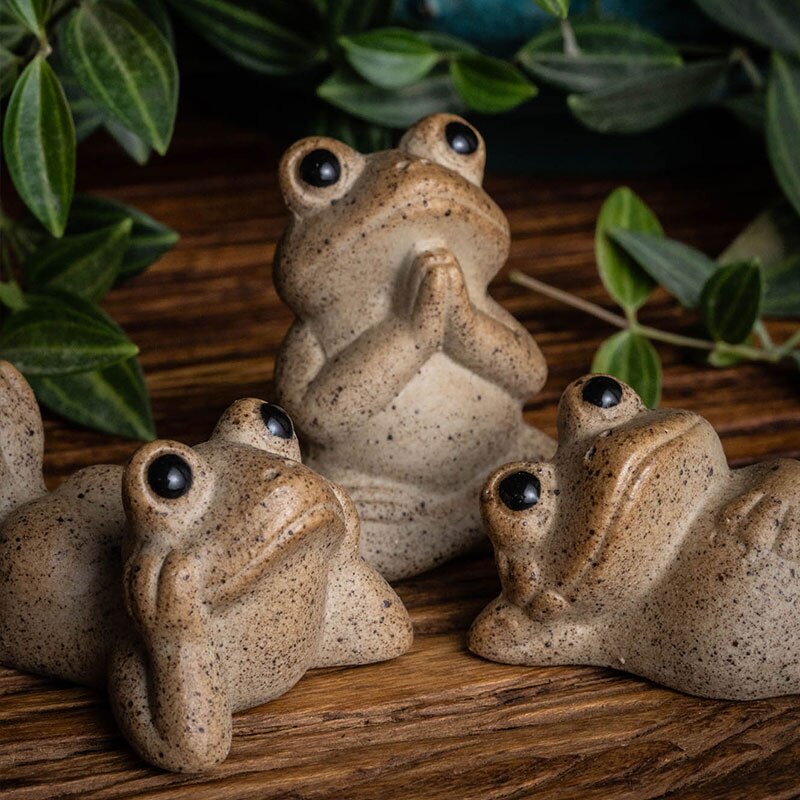 Porcelaine 3CM/5CM grenouille thé Animal de compagnie Zen service à thé poterie grossière à la main Animal chinois mignon Style moderne décor à la maison