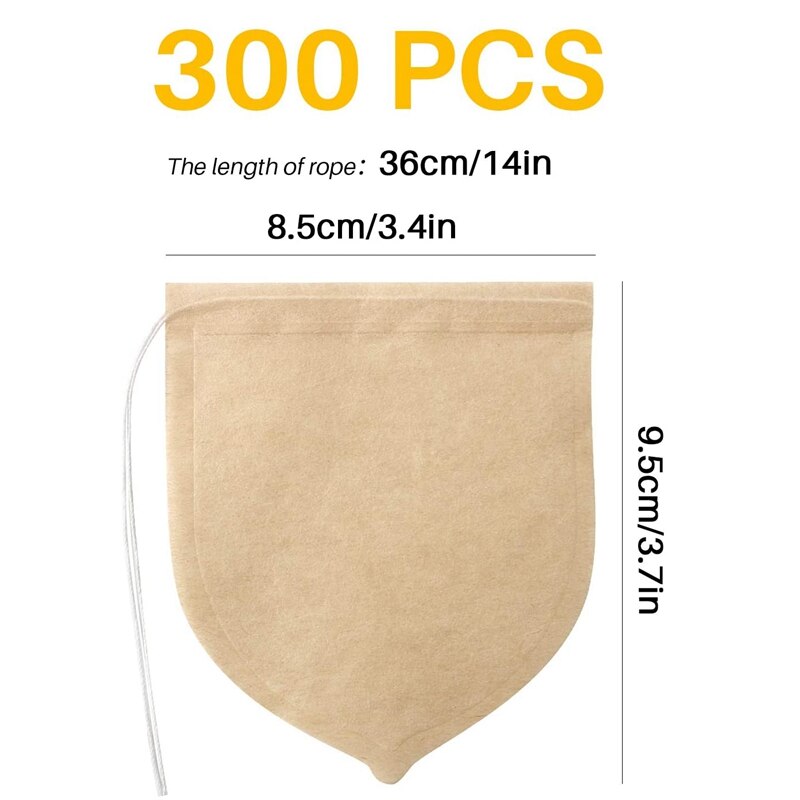 Tea Bags,300 Pcs Disposable Empty Tea Bags Drawstring Tea Bags Natural Materials Tea Bags Suitable for Pine Leaf Tea