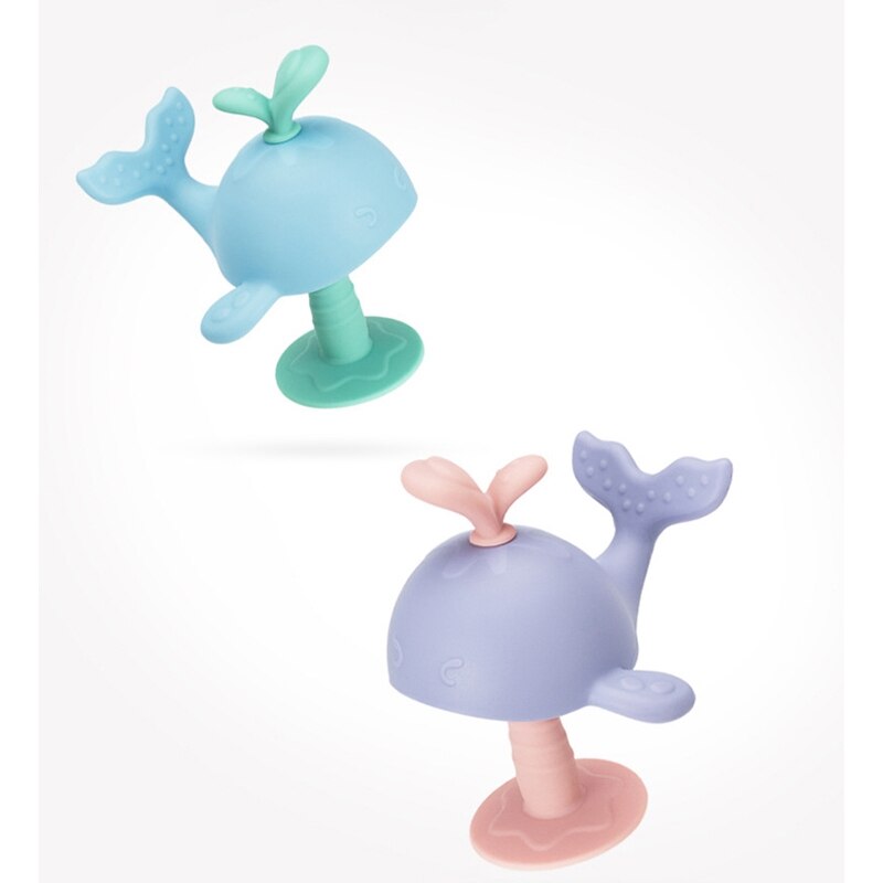 Del bambino Teether silicone Roditore con Ventosa Morbido Formazione masticare Asta Molare