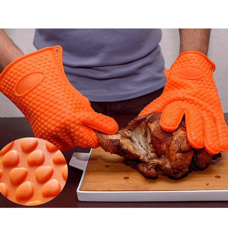 2 stk / par bbq-handske køkken grillovne handsker non stick gryde varmebestandig roaster mitt potte bageværktøj