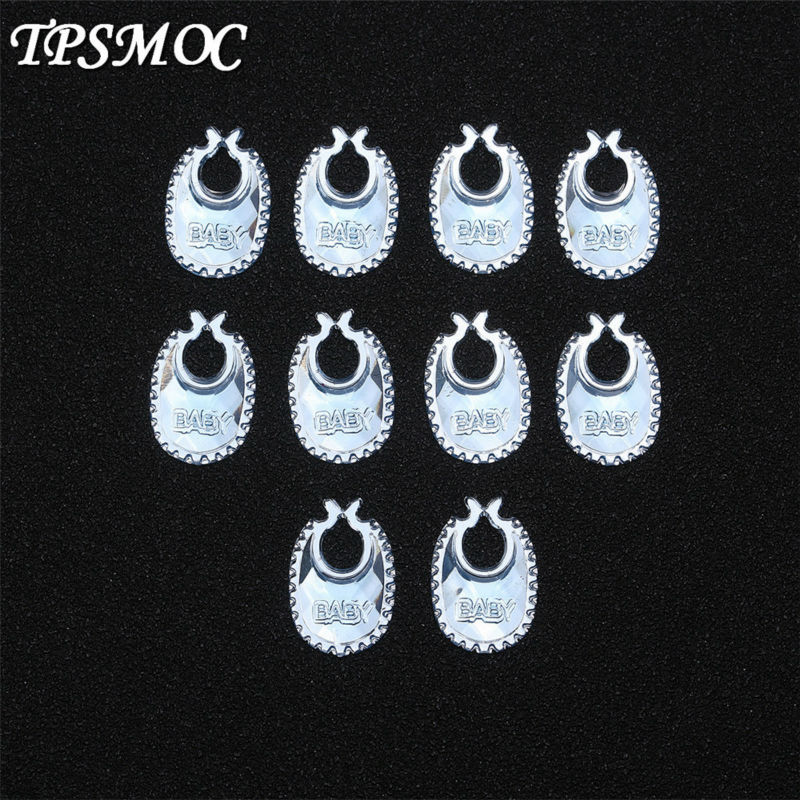 Babero de osito de peluche de estilo Pram, aplicación de diamantes de imitación acrílicos, decoración de , recuerdo de Baby Shower, dispersión de mesa, 100 Uds.