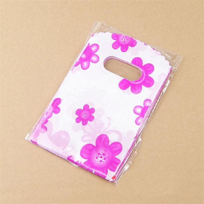 100pcs/Lot 14X9CM Home Storage Plastic Packaging Bags With Handle Small Bags