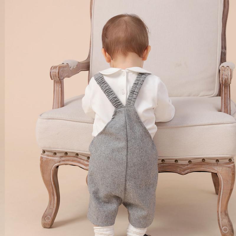 Boys Spanish Clothes Set Autumn Baby Boutique Clothing Suit Boy Handmade Embroidery Soldier White Long Sleeve Shirt+Strap Pants