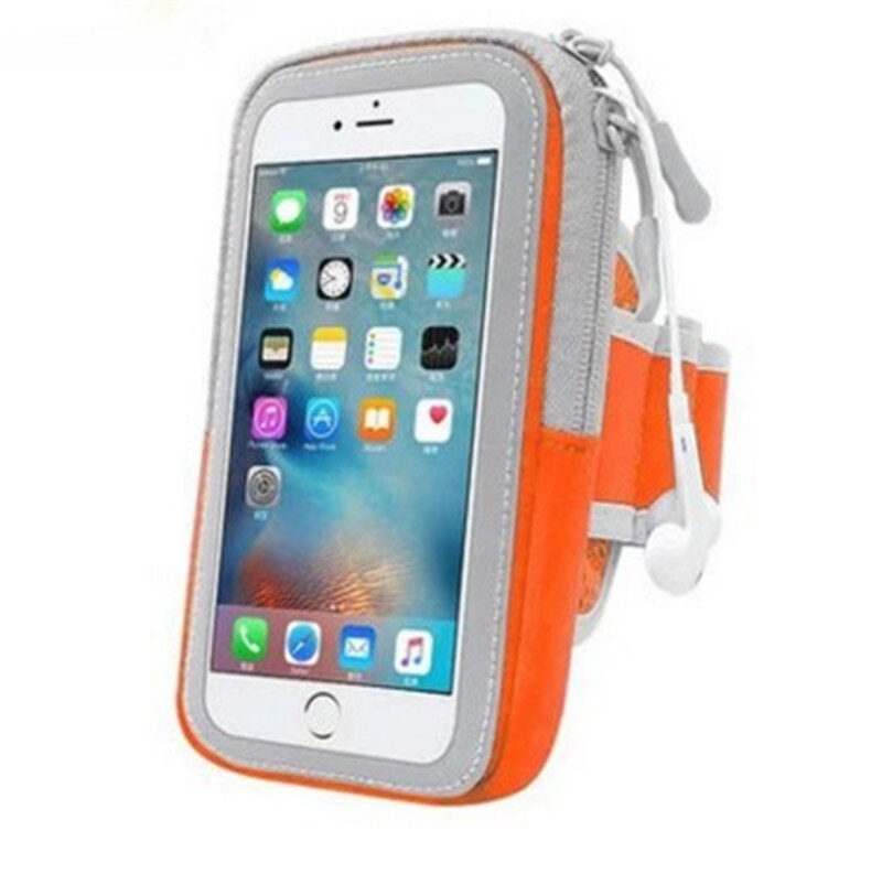 Mobiltelefon holder sag armbåndsrem med lynlås pose / mobil træning løb sport til apple iphone 6 7 8 ipod touch armbånd: Orange