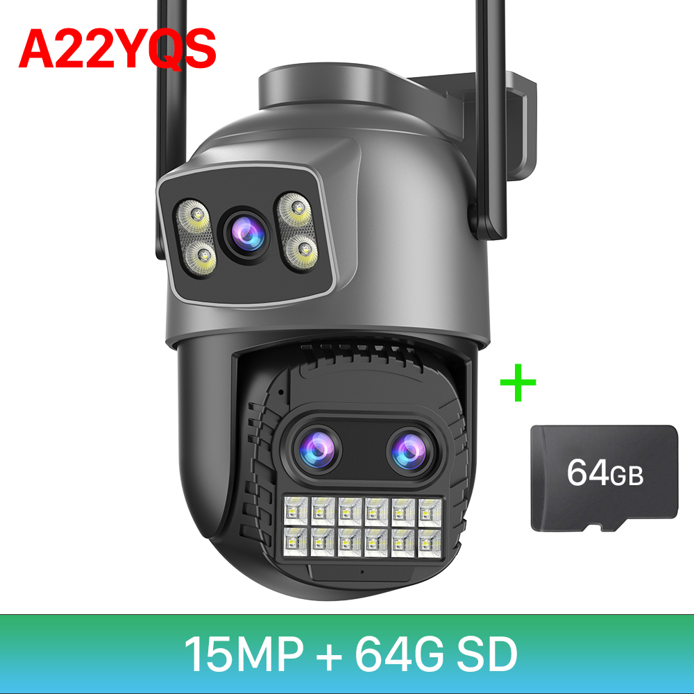 6K 15MP HD IP-camera Buiten Externe WiFi-camera met drie lenzen 4K 8MP Dual Screen Beveiliging PTZ Cam Auto Tracking Surveillance: Blauw
