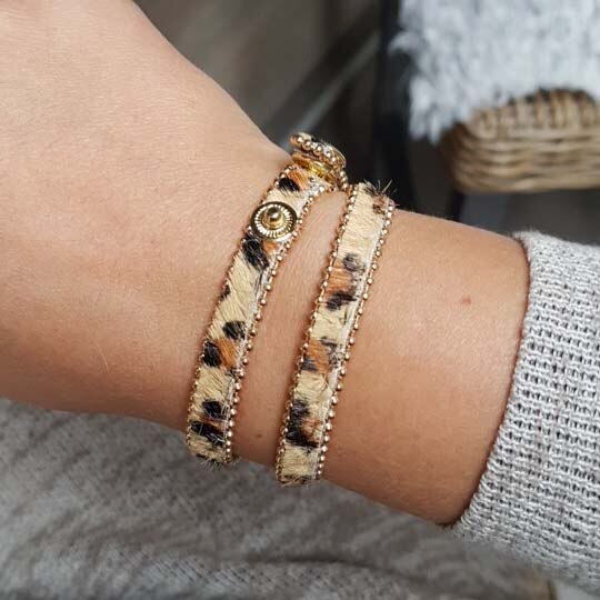 Leopard Charm Armbanden Voor Vrouwen Boho Goud Kleur Knop Vintage Lederen Armband Kerst Punk Sieraden