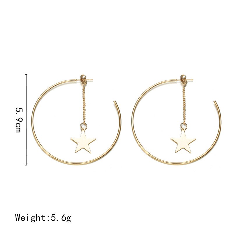 Einfache Hoop Ohrringe Für Frauen Hohl Runde Kreis Ohrringe Mit Stern Verziert Ohrringe Goldene Farbe Ohr Schmuck