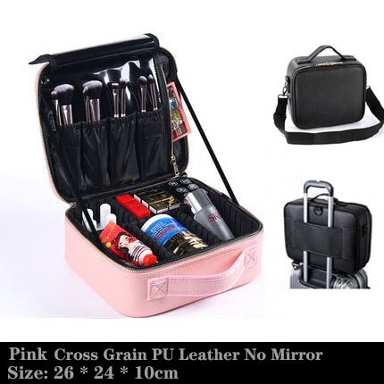 Estojo de maquiagem de mármore beauticista, bolsa organizadora para cosméticos, mala de maquiagem profissional para mulheres: Pink XS PU