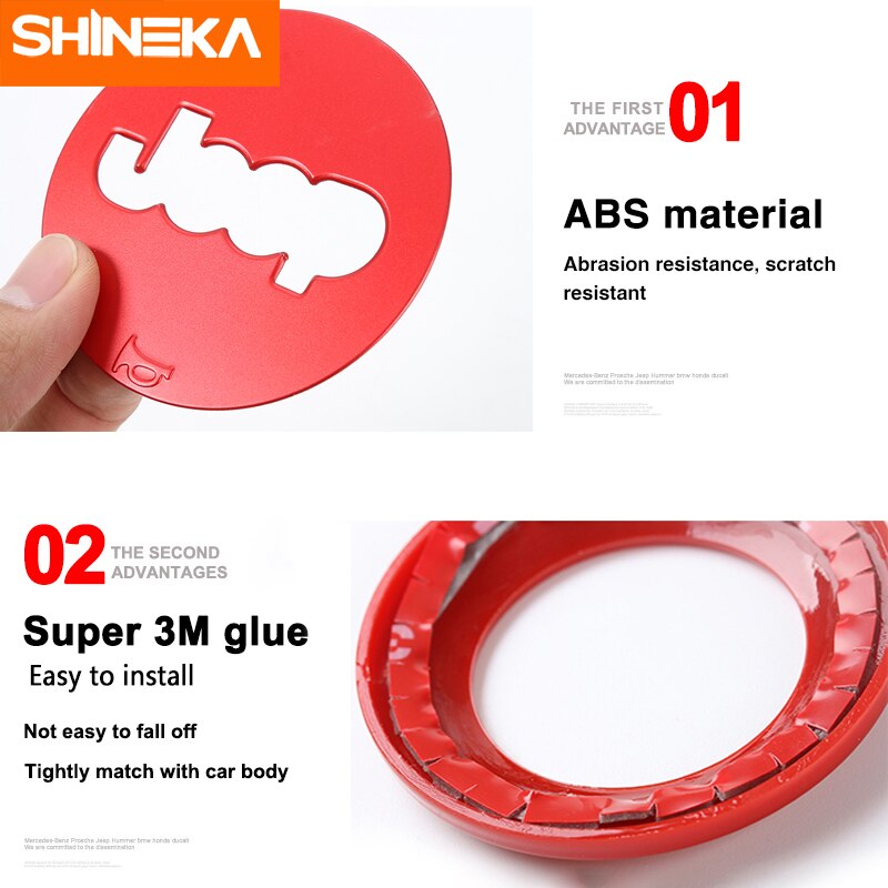 Molduras de Interior SHINEKA para Jeep Wrangler JK 2007 Kit de decoración de coche rojo pegatinas accesorios para Jeep Wrangler JK