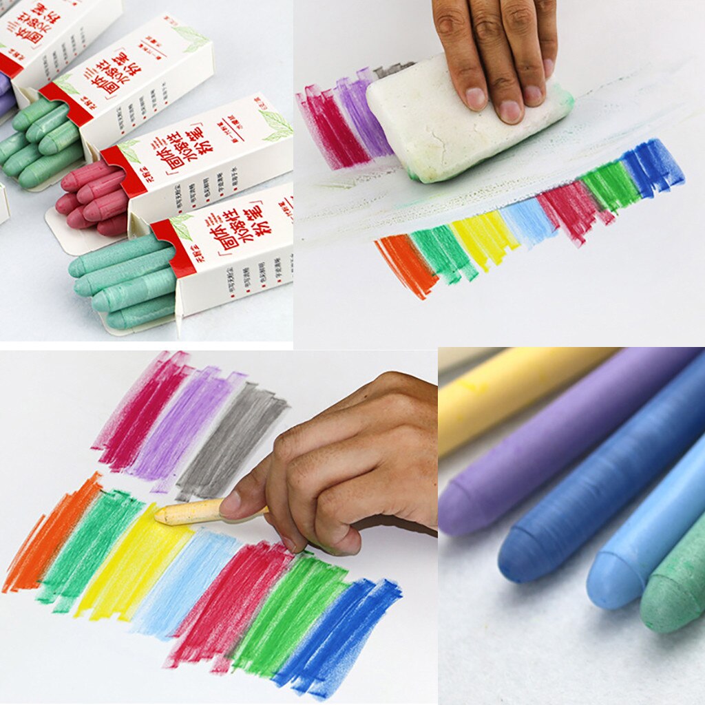 6pc Bunte Kreide Stift Zeichnung Freundliche Staub-freies Staubfreie Für Tafel Für Kinder Lehrer Schule Büro Liefert Accessori