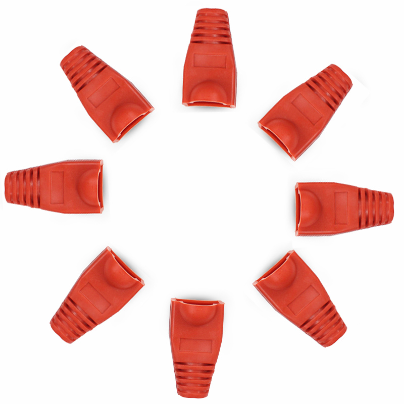 Multicolo CAT5 CAT6 kristall kopf mantel ethernet kabel schutzhülle Netzwerk steckdose boot kappe HÜLSE RJ45 Connector Jacke: Rot