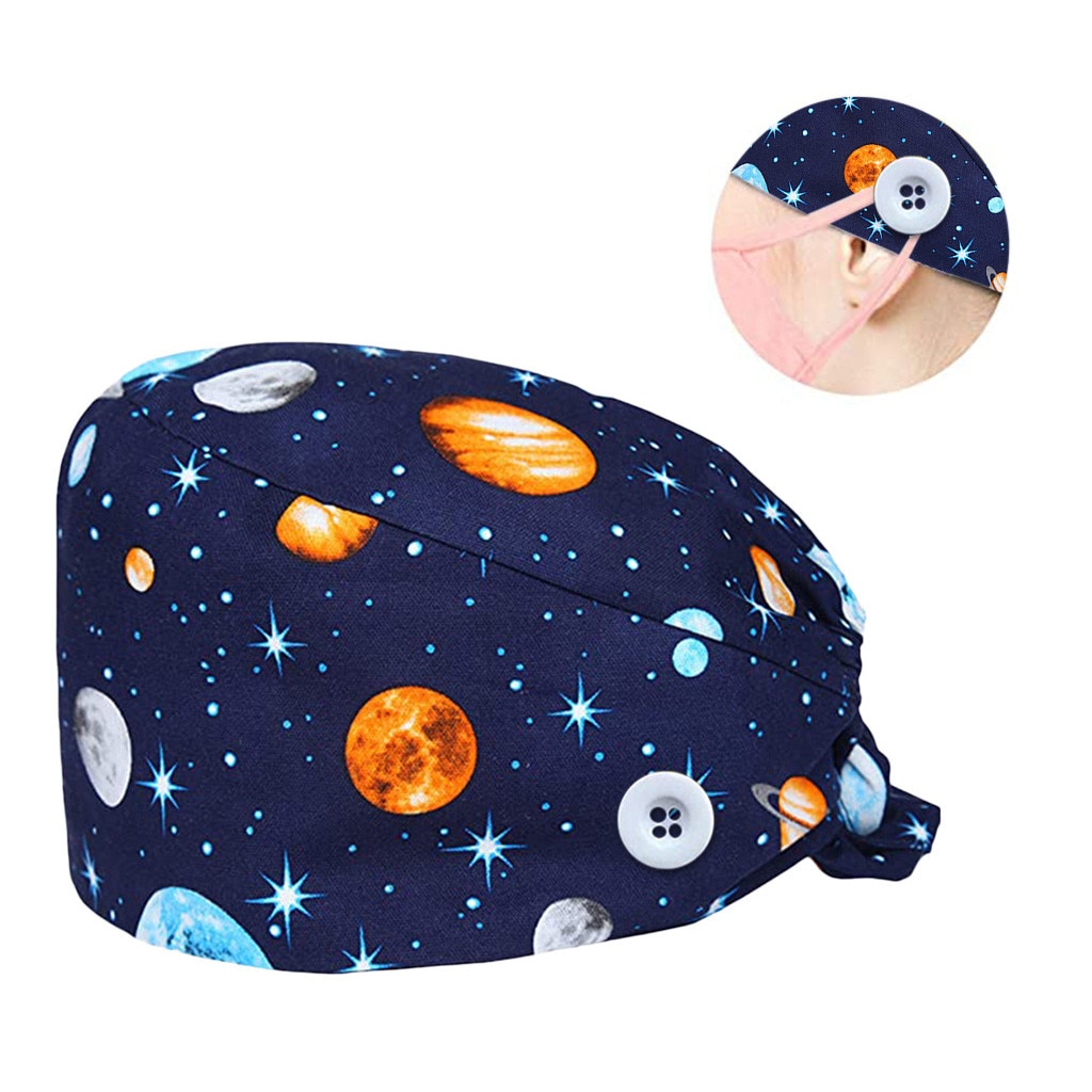 1PCS Casual Printed Button Work Hat Casual Unisex Outdoors Cap Solid Print Work Hat Scrub Cap Bucket Hat Cotton Cap: Default Title