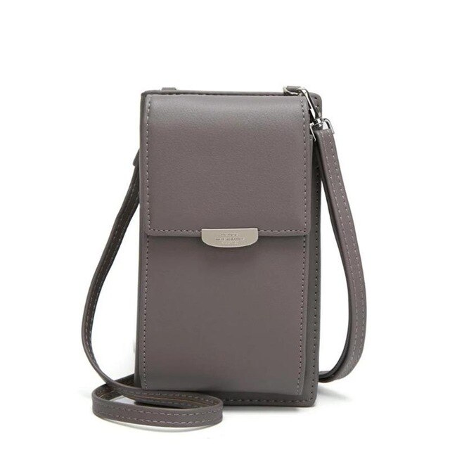 Último dia 70% de desconto! Tudo-em-um crossbody saco de telefone feminino ombro mensageiro bolsa multi-função bolsa carteira saco de cartão: GREY