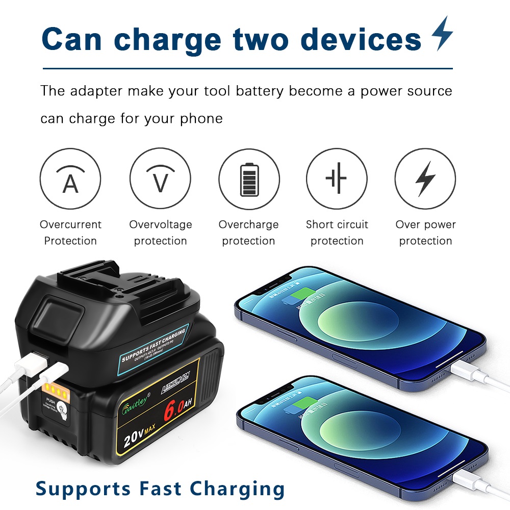 Adaptateur de batterie pour conversion DEWALT ou Milwaukee vers Batteries Makita, accessoires pour outils électriques MAKITA, remplace Bl1850 avec USB