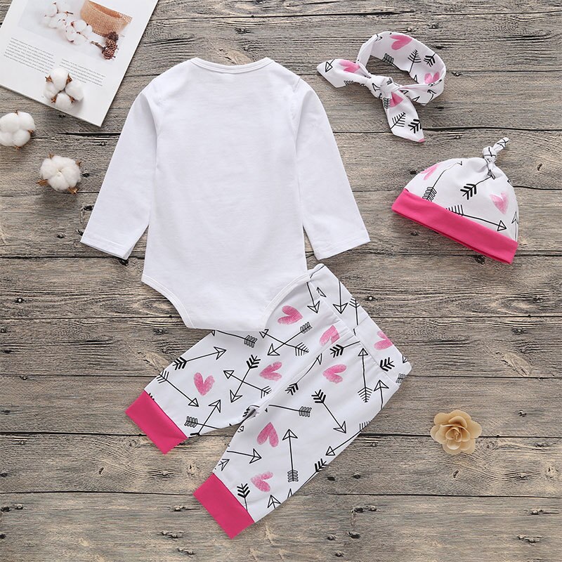 Carter Baby Meisje Recien Nacido Neonato Kleding Carters Baby Jongen Geluk + Kind Baby Meisjes Ronde Hals Brief Afdrukken 4 stuk Set