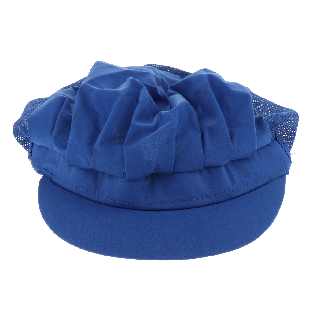 2Pcs Dark Blau Halb Mesh Männer Frauen Chef Hut Einstellbare Elastische Kochen Catering Cap Atmungsaktiv Hüte Werkstatt Uniformen Caps