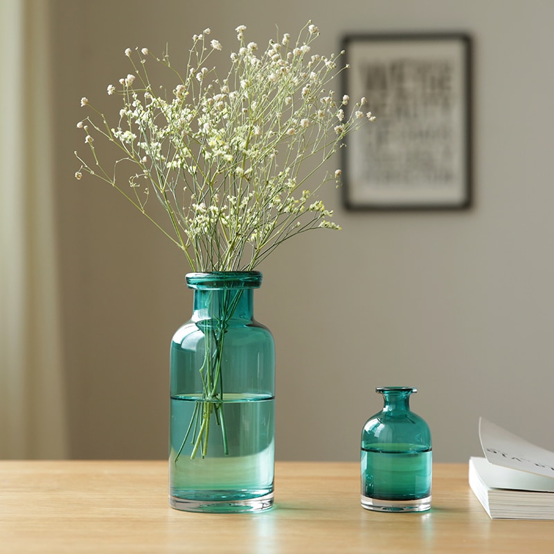 Ocean blue glass vase rustic wind vase plant vase glass jar