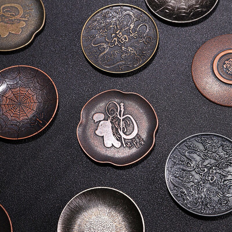 1Pc japonia metalowa podstawka ze stopu uchwyt na kubek spodek herbaty Potholder zestaw do herbaty Kung Fu ekologiczne ceremonia akcesoria Coaster 6.9Cm