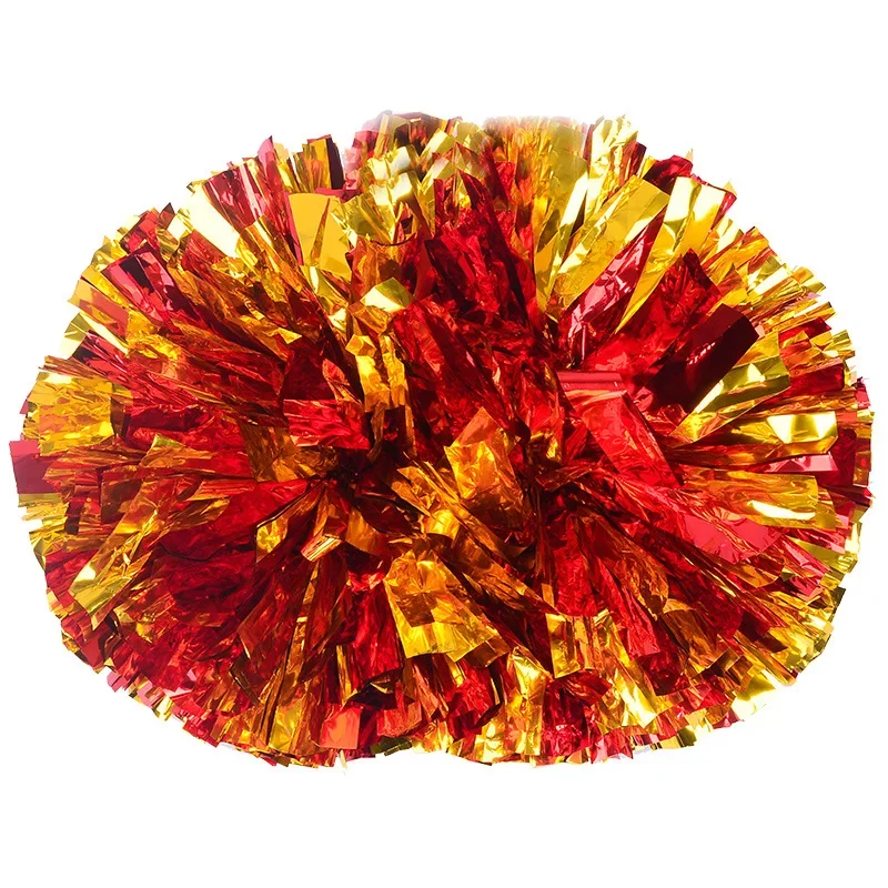 Pompones de porristas con mango, bolas de animación, oro grande, plata, rojo, amarillo, azul, pompones de baile de mano, accesorios para mujeres y niños, 1 ud.