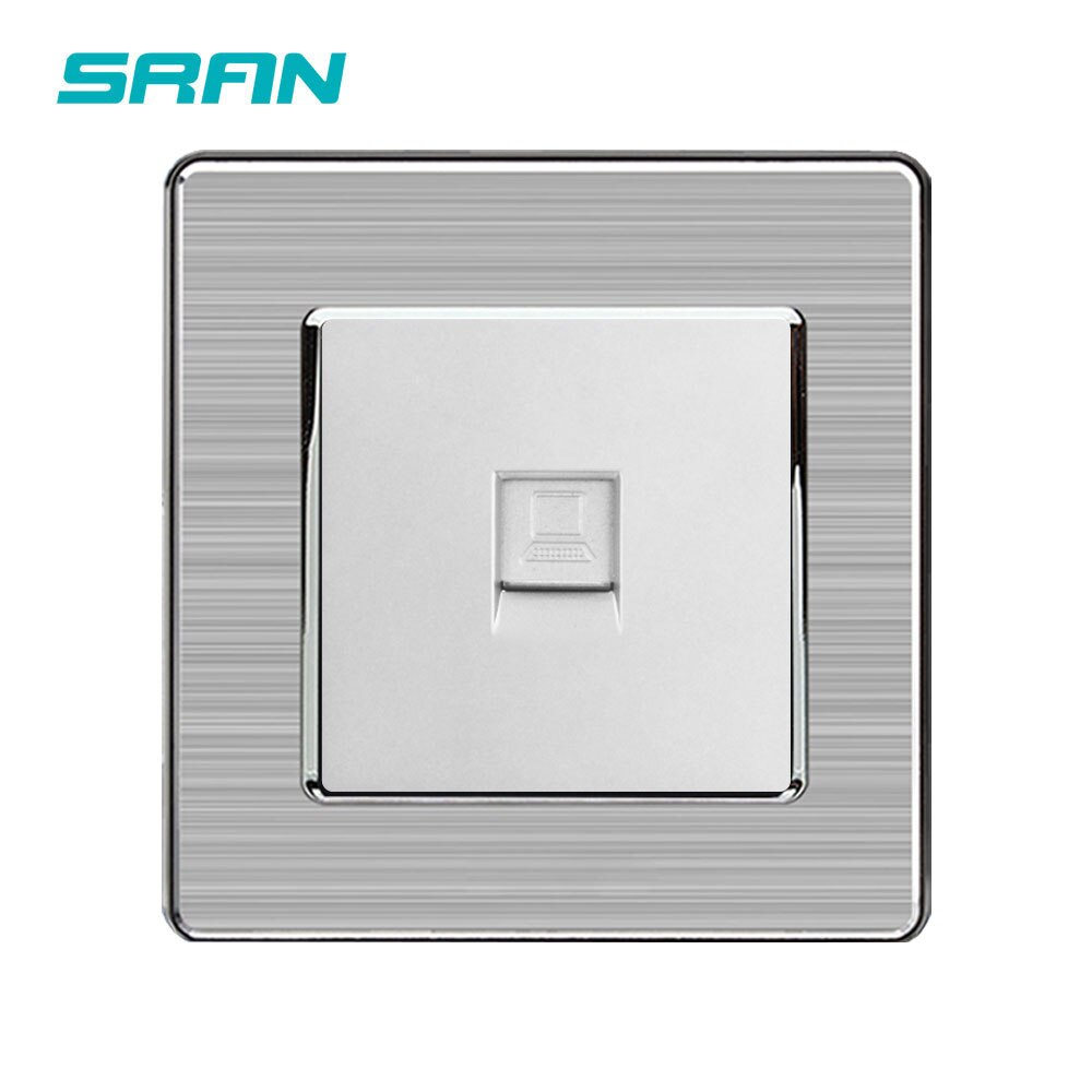 Sran væg  rj45 stik, kat 5 datanetværk computer interface rustfrit stål panel 86mm*86mm hvid/sort/guld: Splint  a2 rj45 kat 5