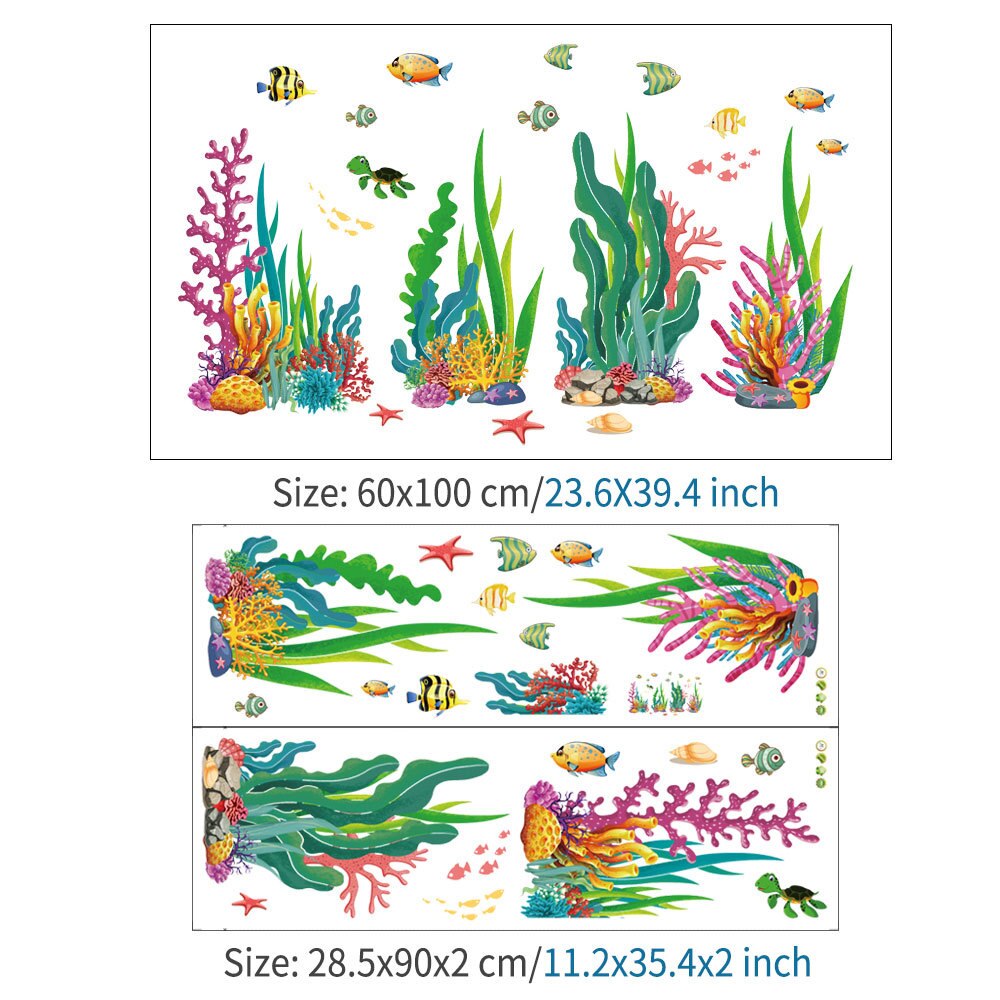 Creatieve Onderwaterwereld Muurstickers Waterplanten Coral Vis Sticker Home Woonkamer Sofa Achtergrond Muurstickers: A MUP1073