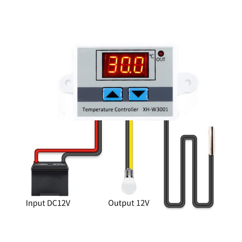 10a 12v 24v 220 vac digital ledet temperaturregulator xh -w3001 til arduino køling opvarmning switch termostat ntc sensor