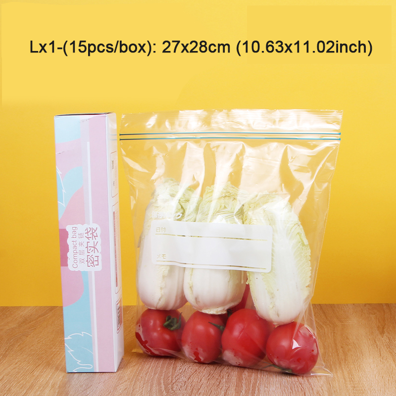 Reusable Food Storage Slider Bag Freezer Zipper Bags Fresh-keeping Sandwich Snack Sealling Packaging Bag Kitchen Accessories: L (15pcs-27cmx28cm) / 3 Sets