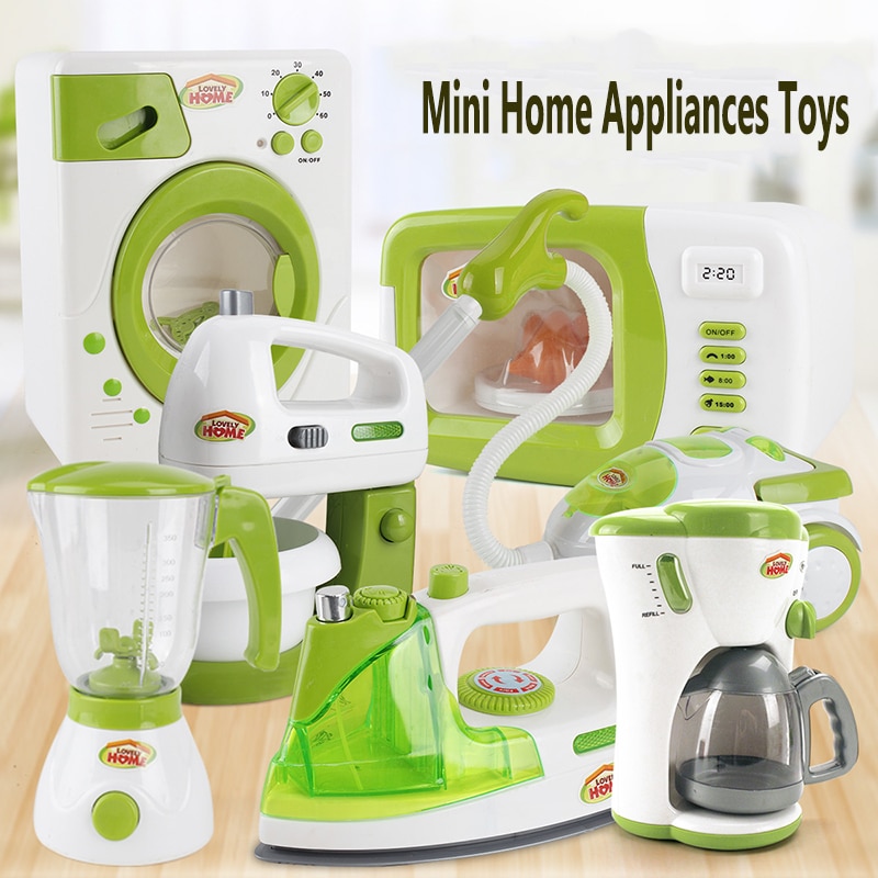 Simulation Home Appliances Toys Pretend Play Coffee Machine Iron Blender Vacuum Cleaner Sets Children Pretend Play Toys