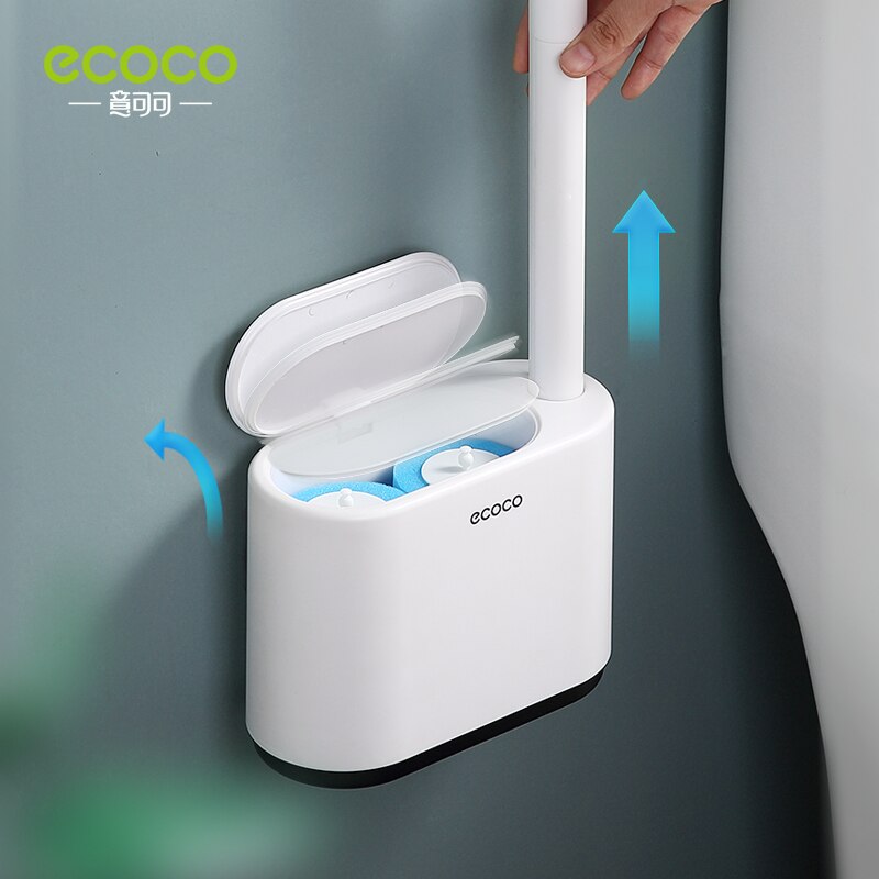 ECOCO – brosse de toilette jetable avec liquide de nettoyage, outil de nettoyage mural pour salle de bains, brosse de remplacement, tête, accessoires de Wc