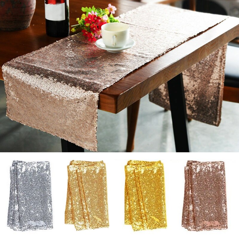 1pcs 30*180cm Sparkly Sequins Rose Gold Table Runners for Christmas Weddings Formal Party Table cloth Decorative
