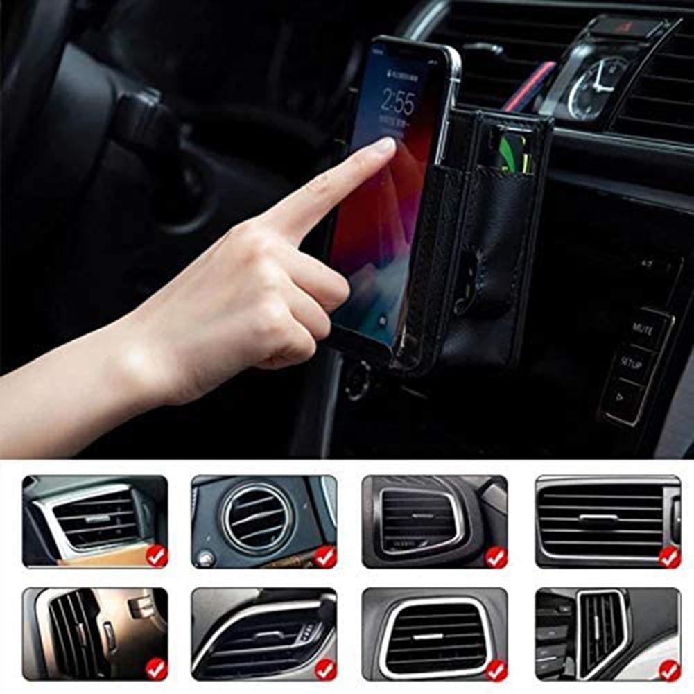 Multifunctionele Auto Pocket Automotive Air Vent Opbergtas Organisator Mobiele Telefoon Opslag Stand Auto Mount Telefoon Houder Key Card